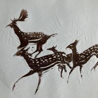 painting of three deer