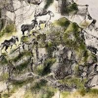 painting of mountain sheep