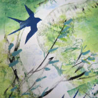 artwork of swallows flying