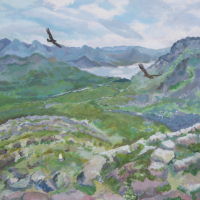 painting of eagles soaring