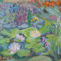 painting of garden flower bed